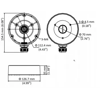 Hikvision DS-1280ZJ-DM8-Y(O-STD) Dome-Kamera-Wandhalterung Anschlussdose Adapter, Weiß