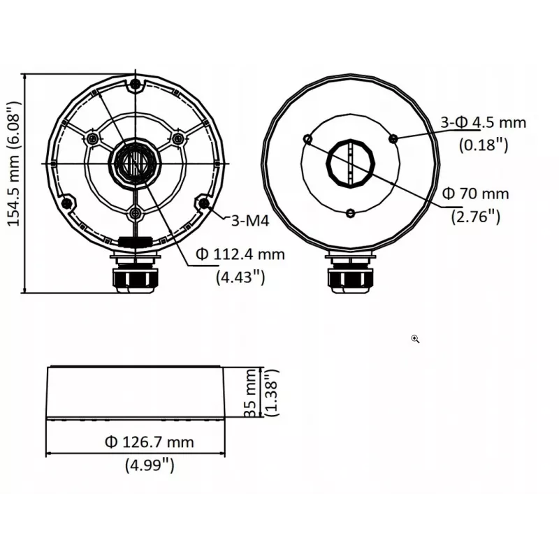 Hikvision DS-1280ZJ-DM8-Y(O-STD) Dome-Kamera-Wandhalterung Anschlussdose Adapter, Weiß