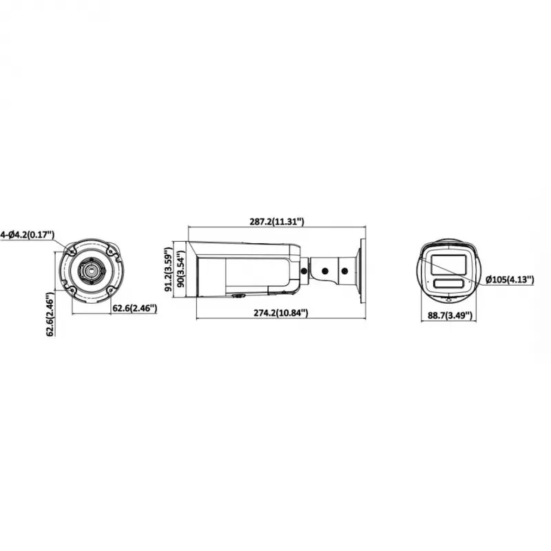 Hikvision DS-2CD2T126G3-IS2UY/SL(2.8)eF 12MP AcuSense Bullet IP Kamera mit Blitzlicht, Tonwarnung, 2.8mm Objektiv, Schwarz