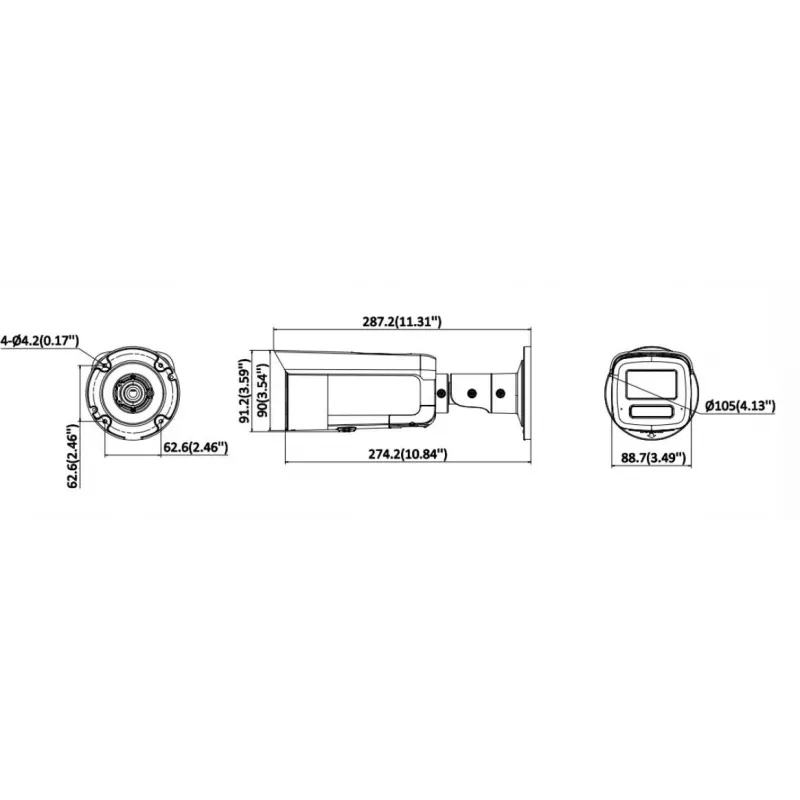 Hikvision DS-2CD2T126G3-IS2UY/SL(2.8)eF 12MP AcuSense Bullet IP Kamera mit Blitzlicht, Tonwarnung, 2.8mm Objektiv, Schwarz