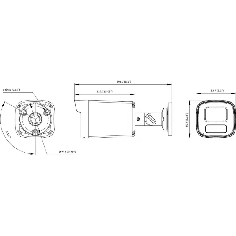 Hikvision DS-2CE10KF3T-LS(2.8mm) 4-in-1 3K Außen-Bullet-Kamera mit ColorVu, Weißlicht, IP67
