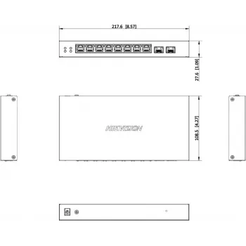 Hikvision DS-3E1510P-EI/M-8P2F 8-Port Gigabit PoE+ Smart Managed Switch mit 2 SFP-Ports