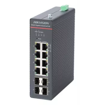 Hikvision DS-3T1512HP-SI-8P4FKIT(240W) LinkVu Layer 2 Managed PoE Switch, 12 Ports, 8 PoE+ 90W, 240W Budget