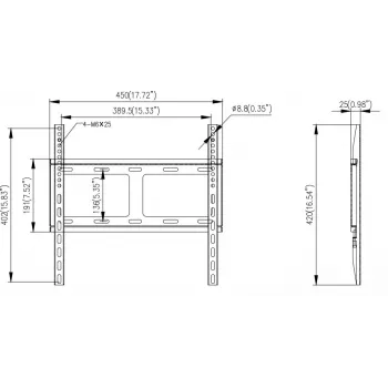 Hikvision Wandhalterung für Monitor - SPCC Kaltgewalzter Stahl - Schwarz - Bildschirmgröße: 42-55 Zoll (106,7-139,7 cm)