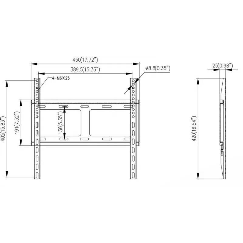 Hikvision Wandhalterung für Monitor - SPCC Kaltgewalzter Stahl - Schwarz - Bildschirmgröße: 42-55 Zoll (106,7-139,7 cm)