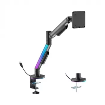 HISMART 17-40 Gasfeder-Monitorhalterung mit RGB-Beleuchtung, Schwarz