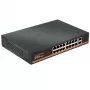 HISMART 18-Port Gigabit PoE+ Switch mit 16 PoE-Ports und 2 Uplink-Ports, 250W Budget, Unmanaged, Metall, Rack-Montierbar