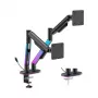 HISMART Dual Monitor Gas Spring Arm Mount für 17-35 inch Bildschirme mit RGB-Beleuchtung, Schwarz