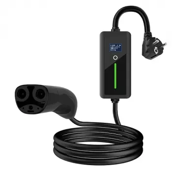HISMART Portable EV Charger für Tesla NACS - Schuko (220V), 8-16A, 3,5kW, 1-Phase, 5m