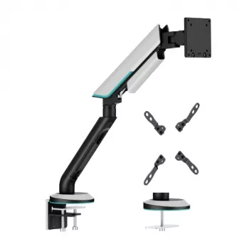 HISMART Stabiler Monitorarm mit Gasfeder für 24-57 Zoll Bildschirme, Grau