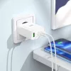 HOCO 35W Dual USB-C + USB-A PD & QC3.0 Wandladegerät mit USB-C auf Lightning Kabel, Weiß