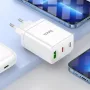 HOCO 35W Dual USB-C + USB-A PD & QC3.0 Wandladegerät mit USB-C auf Lightning Kabel, Weiß