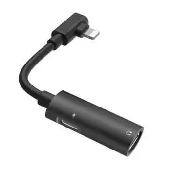 Hoco Dual Lightning-Kabel Audio-Konverter auf Lightning-Kopfhöreranschluss + Lightning-Ladeanschluss Schwarz