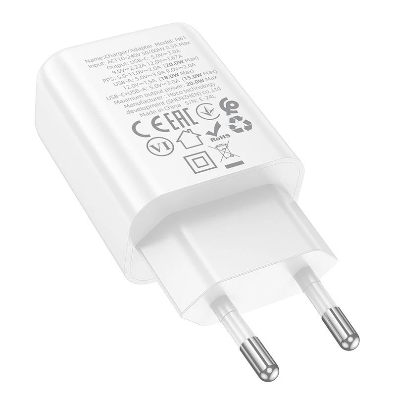 Hoco N61 Gentle PD20W+QC3.0 Ladegerät (EU) Weiß