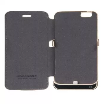 Hoco Ultra Thin Battery Case 3000mAh mit Lederhülle für Apple iPhone 6/6S Schwarz