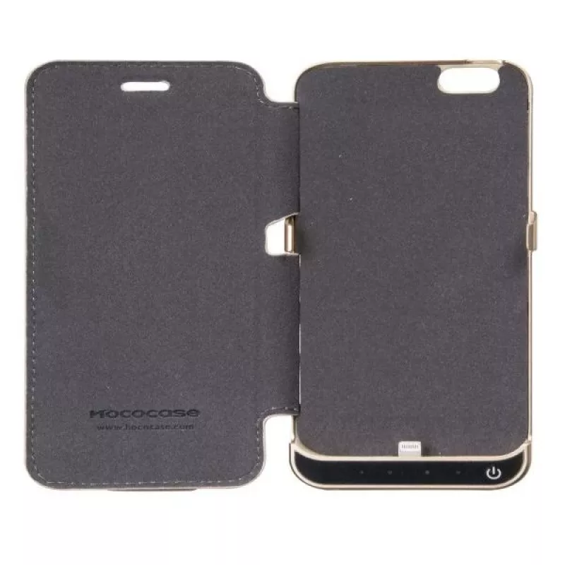 Hoco Ultra Thin Battery Case 3000mAh mit Lederhülle für Apple iPhone 6/6S Schwarz