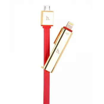 HOCO Universal UPL14 Lipstick Series 2-in-1 Ladekabel (Apple Lightning + Micro USB) Rot