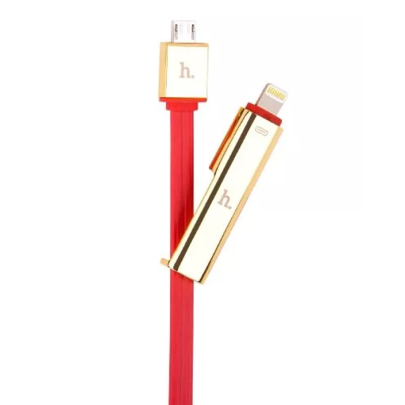 HOCO Universal UPL14 Lipstick Series 2-in-1 Ladekabel (Apple Lightning + Micro USB) Rot