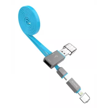 Hoco UPL03 Share Line Apple + Micro USB Blau 2-in-1 Lade- und Datenkabel 1m