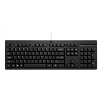 HP 125 G2 USB kabelgebundene Tastatur – Full-Size QWERTY, Membran, Ziffernblock, Schwarz