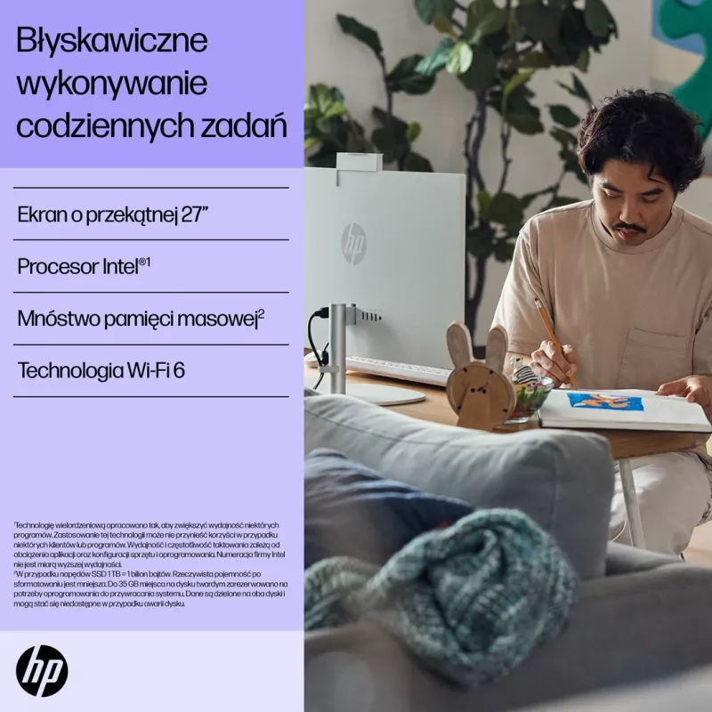 HP 27-cr0224nw Intel Core i5-1335U 27 Zoll Full HD All-in-One PC, 16 GB DDR4, 512 GB SSD, FreeDOS, Weiß
