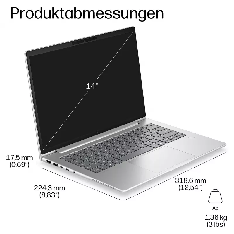 HP EliteBook 6 G2i Notebook AI - Intel Core 7 350 / 1.5 GHz - 32 GB RAM - 1 TB SSD - 14 Zoll WUXGA IPS - Windows 11 Pro - Wi-Fi 7 - Silber