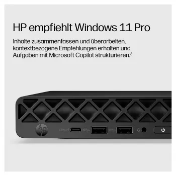 HP EliteDesk 8 Mini G2a Mini-PC, AMD Ryzen AI 5 435, 16GB RAM, 512GB SSD, Windows 11 Pro, Schwarz
