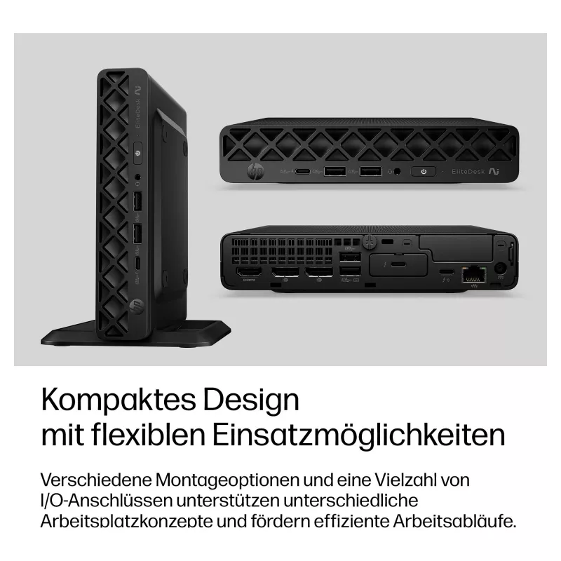 HP EliteDesk 8 Mini G2i Mini PC, Intel Core Ultra 7 356H, 32GB DDR5 RAM, 1TB NVMe SSD, Windows 11 Pro, Schwarz