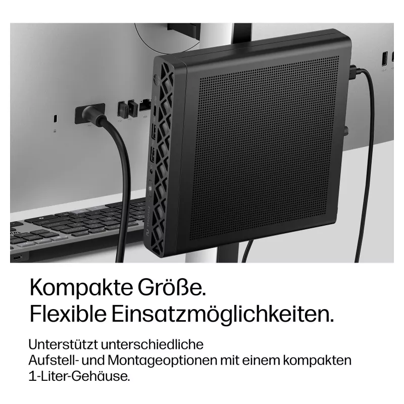 HP EliteDesk 8 Mini G2i Mini PC, Intel Core Ultra 7 356H, 32GB DDR5 RAM, 1TB NVMe SSD, Windows 11 Pro, Schwarz