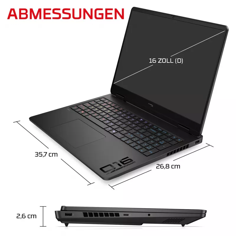 HP HyperX OMEN 16-am2172ng Gaming-Laptop, 16,1 inch QHD IPS 165Hz, Intel Core i7-14650HX, 24GB DDR5, 1TB SSD, NVIDIA GeForce RTX 5070, FreeDOS, deutsche Tastatur