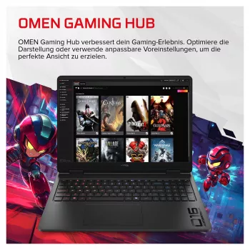 HP HyperX OMEN 16-ap1490ng Gaming-Laptop, 16,1 inch QHD 165Hz, AMD Ryzen 9 8940HX, 24GB RAM, 512GB SSD, RTX 5070, FreeDOS, deutsche Tastatur