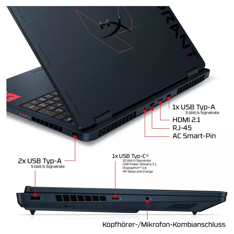 HP OMEN 16-ah1490ng Gaming-Laptop, 16.1 inch QHD 165Hz, Intel Core 9 270HX, 32GB DDR5, 1TB SSD, RTX 5080, Windows 11 Home, deutsche Tastatur