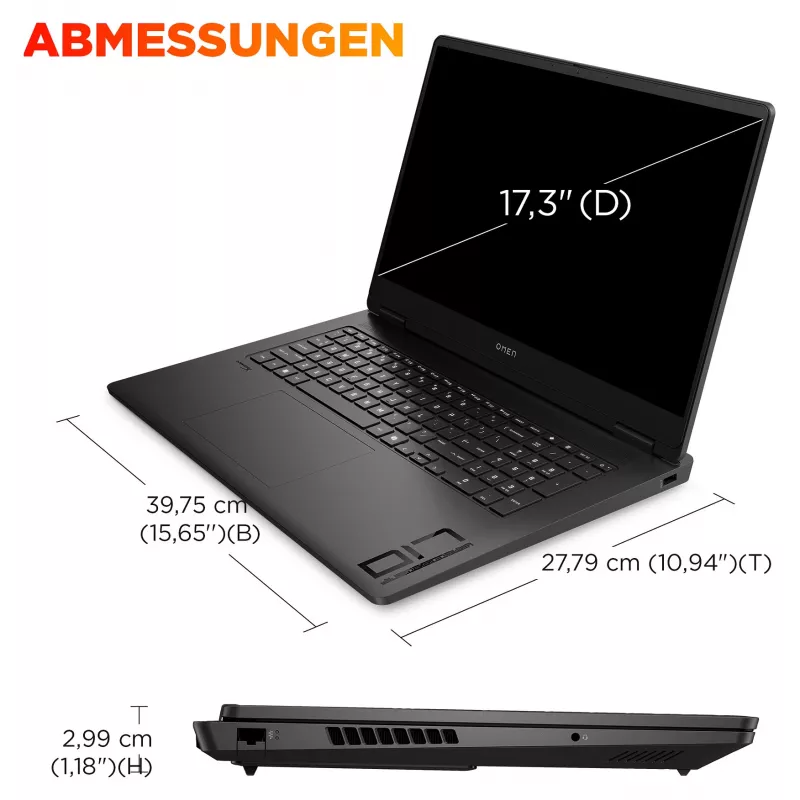 HP OMEN 17-db1471ng Gaming-Laptop, 43,2 cm (17,3 Zoll) QHD 165Hz, AMD Ryzen AI 7 350, 24GB RAM, 512GB SSD, RTX 5070, Windows 11 Home