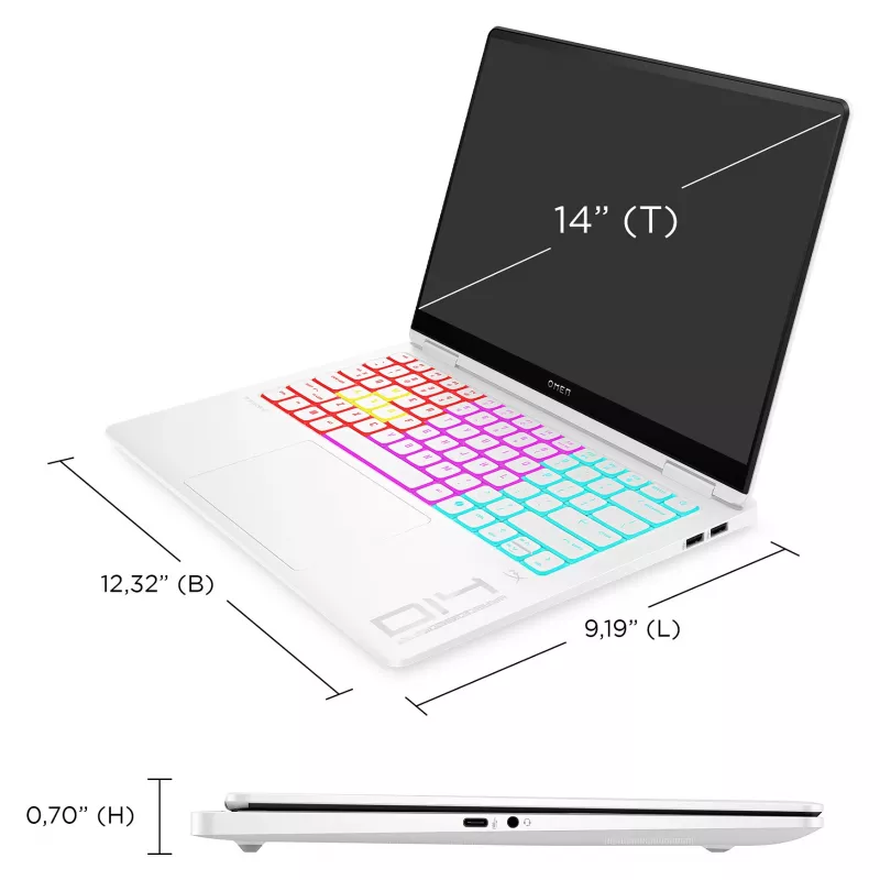 HP OMEN Transcend 14-fb1196ng Gaming-Laptop, 14 Zoll 2.8K OLED 120Hz, Intel Core Ultra 9 285H, 32GB RAM, 2TB SSD, RTX 5070, Windows 11 Home, deutsches QWERTZ, Shadow Black