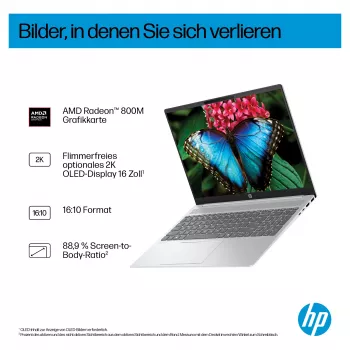 HP OmniBook 5 16-ag1451ngx AMD Ryzen AI 5 330 16GB 512GB SSD W11 Home 16 Zoll WUXGA Laptop (Natural Silver, deutsches QWERTZ)