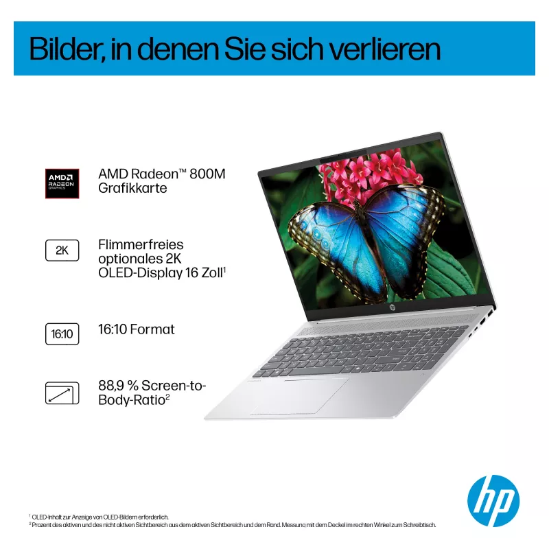 HP OmniBook 5 16-ag1451ngx AMD Ryzen AI 5 330 16GB 512GB SSD W11 Home 16 Zoll WUXGA Laptop (Natural Silver, deutsches QWERTZ)