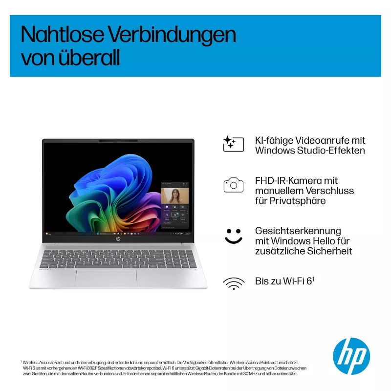 HP OmniBook 5 16-ag1451ngx AMD Ryzen AI 5 330 16GB 512GB SSD W11 Home 16 Zoll WUXGA Laptop (Natural Silver, deutsches QWERTZ)