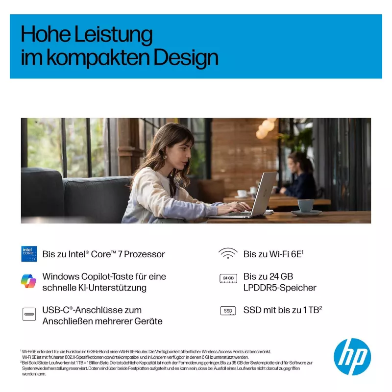 HP OmniBook 5 Flip 14-fp0450ngx 2-in-1 Laptop, Intel Core 5 120U, 16GB RAM, 512GB SSD, 14 Zoll Touch FHD, Windows 11 Home, deutsche Tastatur