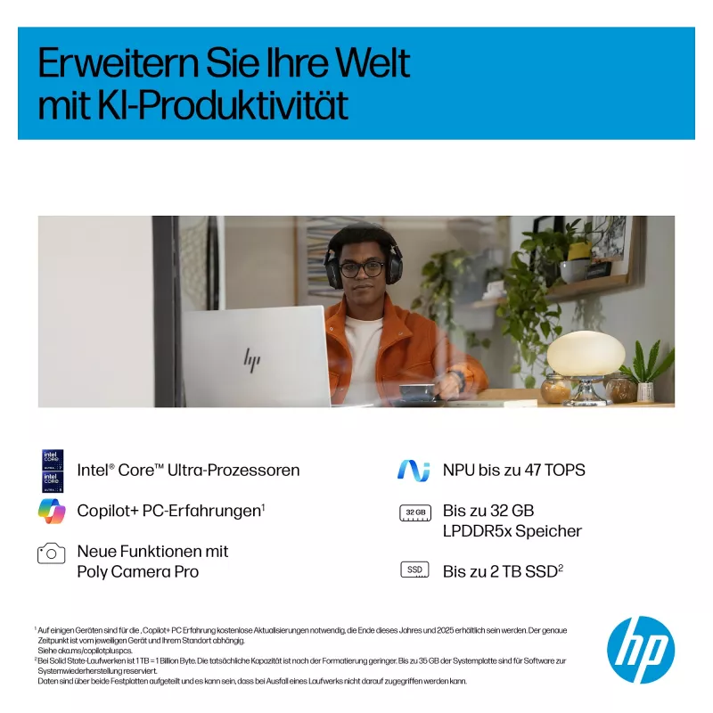 HP OmniBook 7 17-dc0573ng Intel Core 7 256V 16GB RAM 1TB SSD Windows 11 Pro 17.3 inch Full HD Laptop, Silber