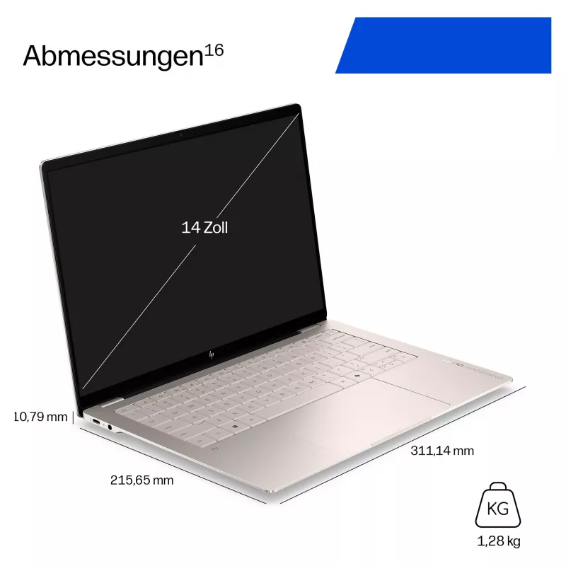 HP OmniBook Ultra 14-kd0471ngx Laptop, Intel Core 7 356H, 32GB RAM, 1TB SSD, 14 Zoll Touchscreen, Windows 11 Home, deutsche Tastatur