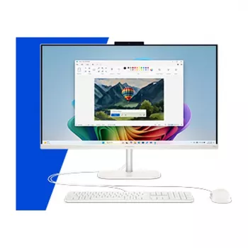 HP OmniStudio 27-cw0450ng All-in-One-PC, 27-Zoll-FHD-Display, AMD Ryzen AI 5, 16 GB RAM, 512 GB SSD, Windows 11 Home, Weiß