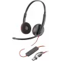 HP Poly Blackwire 3220 Stereo USB-C Kabelgebundenes Headset + USB-C/A Adapter, Schwarz