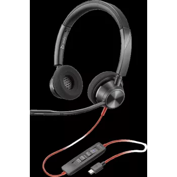 HP Poly Blackwire 3320-M USB-C Kabelgebundenes Headset mit Bügelmikrofon, Geräuschunterdrückung, Schwarz