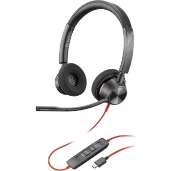 HP Poly Blackwire 3320-M USB-C Kabelgebundenes Headset mit Bügelmikrofon, Geräuschunterdrückung, Schwarz