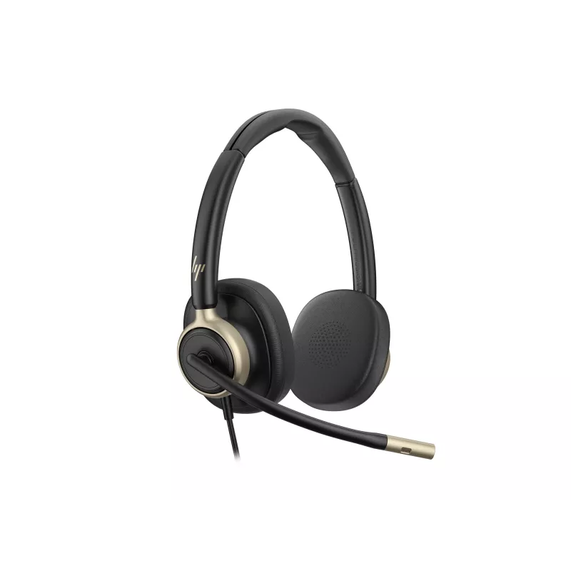 HP Poly Mission 825 Stereo USB Kabelgebundenes Headset mit aktiver Geräuschunterdrückung, Schwarz, zertifiziert für Microsoft Teams, Zoom, Google Meet, Works With Chromebook