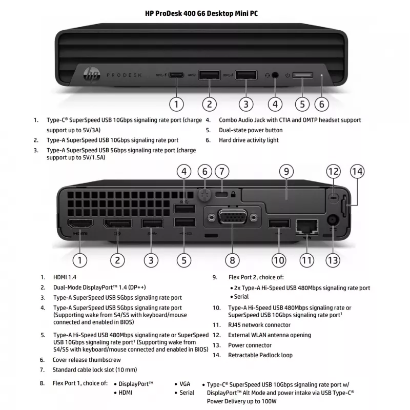 HP Renewed Grade B ProDesk 400 G6 Desktop Mini Intel Core i5-10500T 16GB 256GB SSD Windows 11 Pro