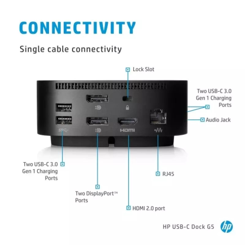 HP USB-C Dock G5 (5TW10AA) Docking Station, Schwarz