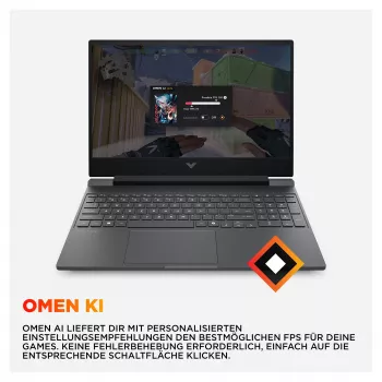 HP Victus 15-fa2178ng Gaming-Laptop, 15,6 Zoll FHD 144Hz IPS, Intel Core i7-13620H, 12GB RAM, 512GB SSD, NVIDIA GeForce RTX 4060, FreeDOS, Mica Silver
