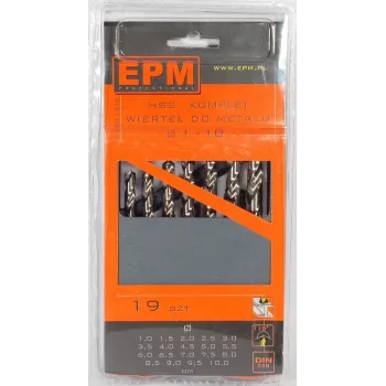 HSS Spiralbohrer-Set für Metall 1-10 mm, 19-teilig, DIN 338, Zylinderschaft, 118° Spitzenwinkel, blank geschliffen, Kunststoffkassette