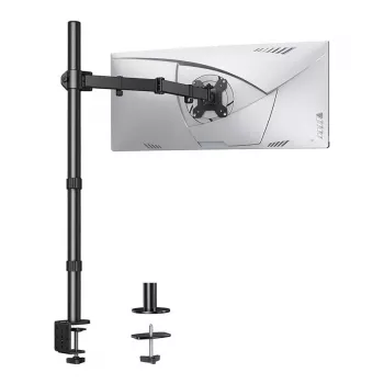 HUANUO HNCM9 Einzelner Monitorhalter für 13-32 Zoll Bildschirme, Gasfederarm, Tischklemme/Durchführung, Schwarz